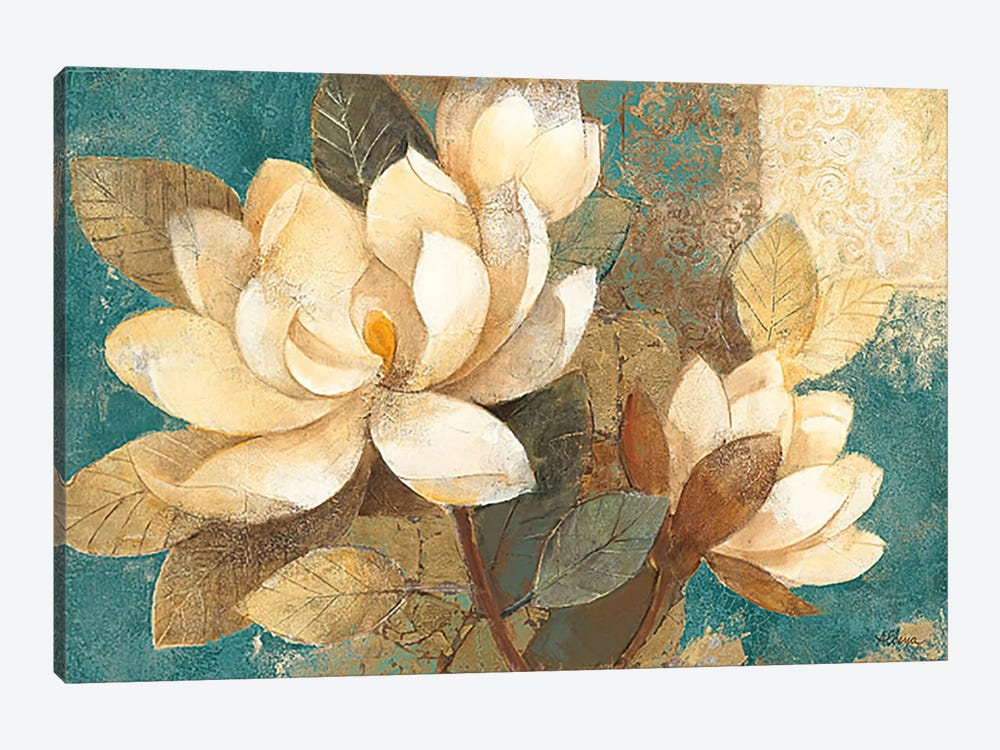 Turquoise Magnolias by Albena Hristova 1-piece Canvas Art