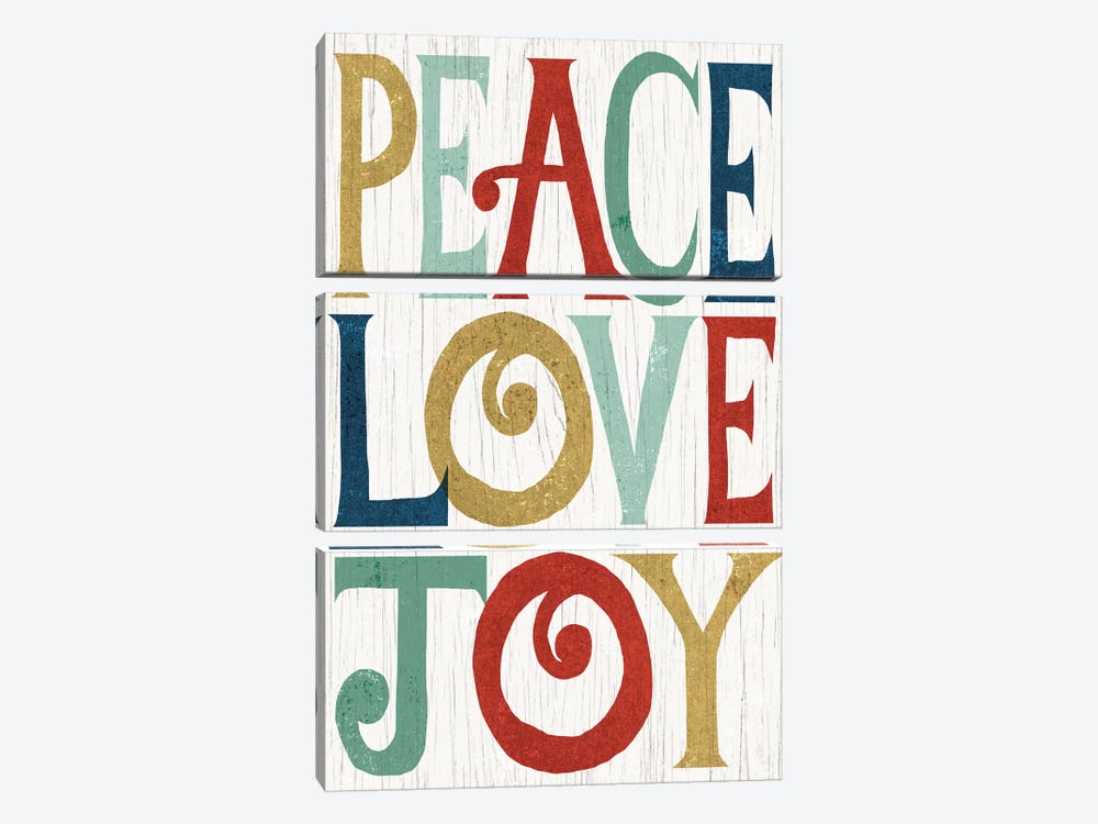 Peace, Love, Joy by Michael Mullan 3-piece Canvas Wall Art
