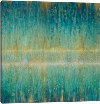 Rain Abstract I Canvas Art Print - Teal Art