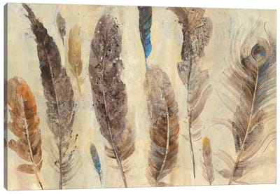 Feather Study Canvas Art Print - Neutral Suede