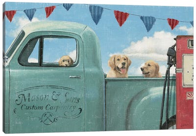 Let's Go For A Ride II Canvas Art Print - Dog Art