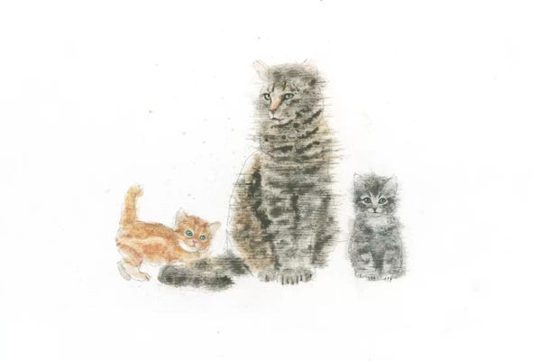 Emily Adams: Cat And Kittens by Emily Adams