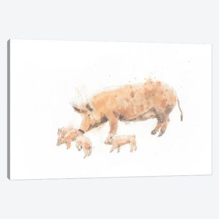 Pig And Piglet Canvas Print #WAC4472} by Emily Adams Canvas Wall Art