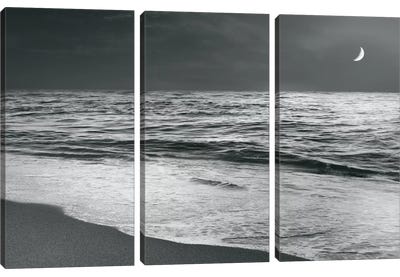 Moonrise Beach Canvas Art Print - 3-Piece Scenic & Landscape Art