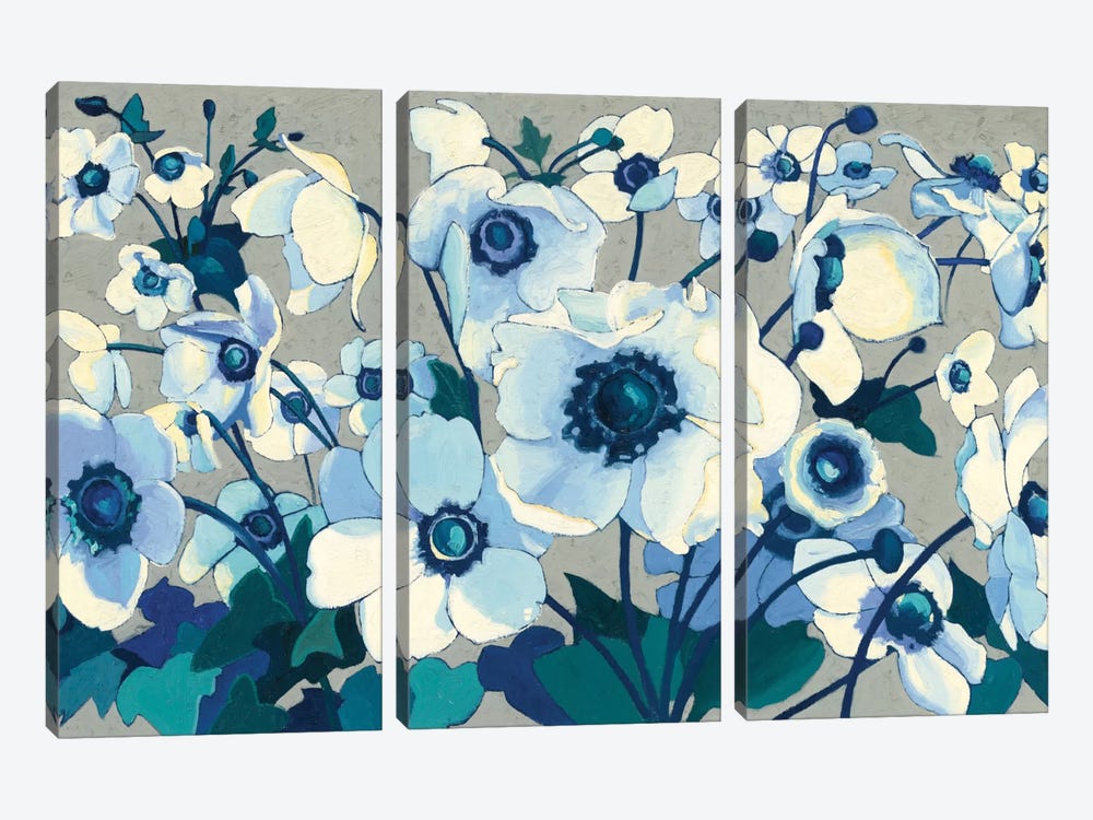 Anemones Japonaises I by Shirley Novak 3-piece Canvas Art Print