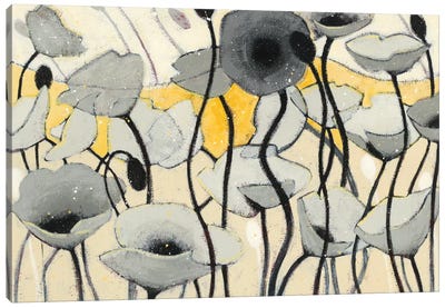 Snow Day Gray Flower Canvas Art Print - Poppy Art