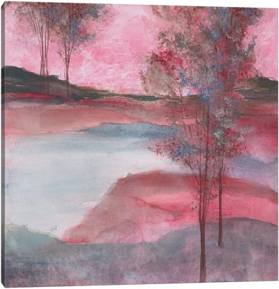 Morning Passion Canvas Art Print - Gray & Pink Art