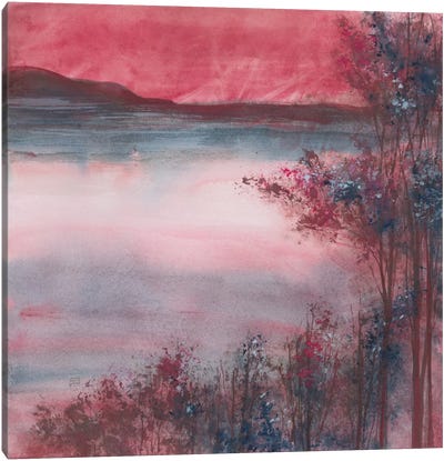 Quiet Time Canvas Art Print - Ice Blue & Cherry Red Art