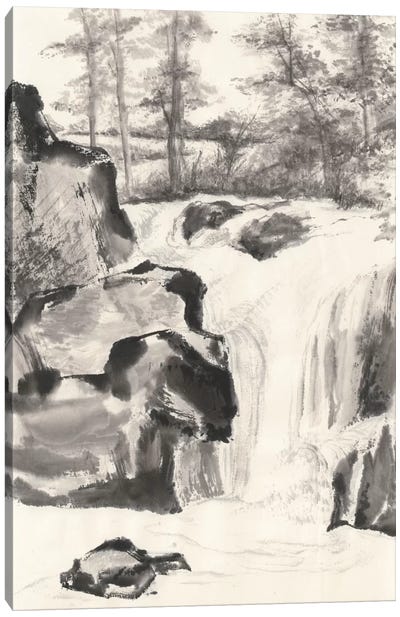Sumi Waterfall I Canvas Art Print - Asian Décor