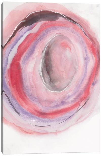 Watercolor Geode VII Canvas Art Print - Ice Blue & Cherry Red Art