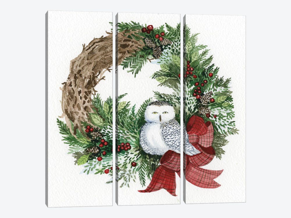 Holiday Wreath II by Kathleen Parr McKenna 3-piece Canvas Artwork