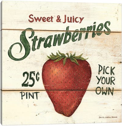 Sweet and Juicy Strawberries Canvas Art Print - David Carter Brown