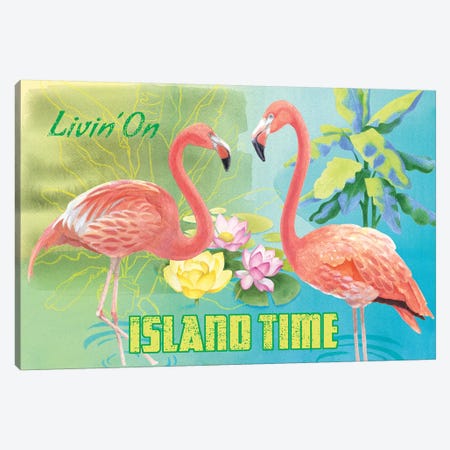 Island Time Flamingo Canvas Print #WAC4752} by Beth Grove Canvas Art Print