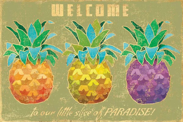 Tropical Living Room: Island Time Pineapples II by Beth Grove