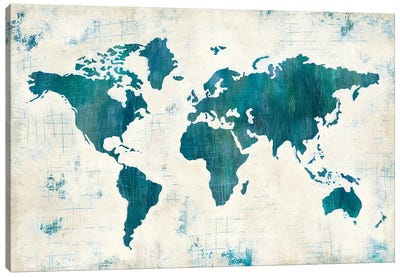 Discover The World II Canvas Art Print - Best Selling Map Art