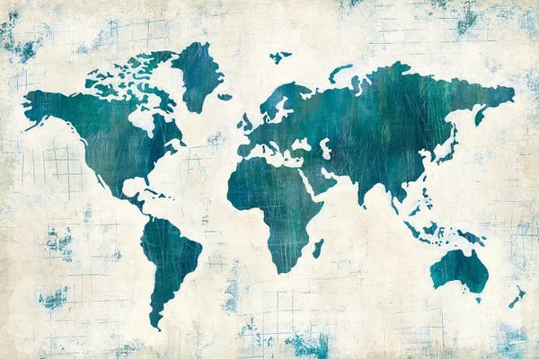 Large Map Art - Canvas Prints: Discover The World II by Melissa Averinos