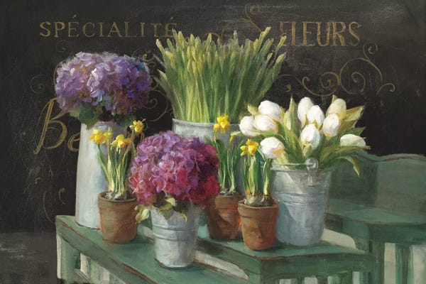 European Décor: Les Fleurs Printemps On Black by Danhui Nai