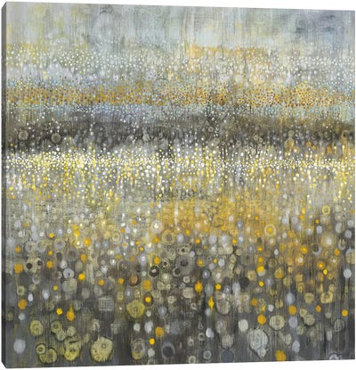 Rain Abstract II Canvas Art Print - Gray & Yellow Art