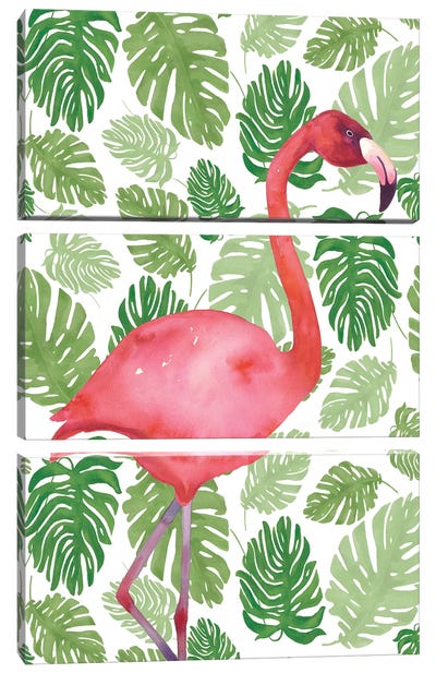 Tropical Flamingo I Canvas Art Print - 3-Piece Animal Art
