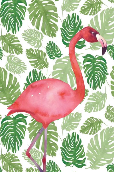 Monsteras: Tropical Flamingo I by Wild Apple Portfolio