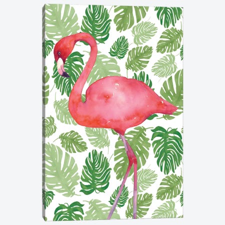 Tropical Flamingo II Canvas Print #WAC4934} by Wild Apple Portfolio Canvas Wall Art