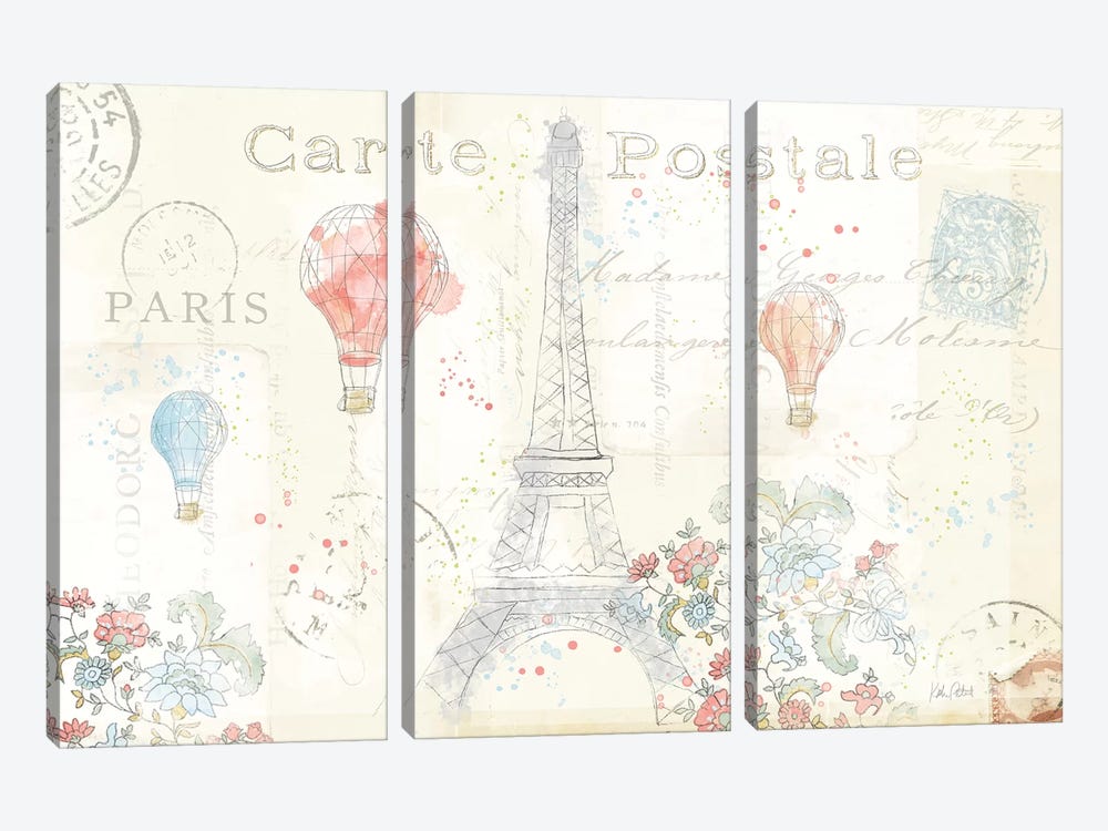 Lighthearted In Paris I by Katie Pertiet 3-piece Canvas Art