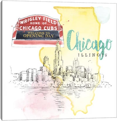 Chicago, Illinois (Wrigley Field Marquee) Canvas Art Print
