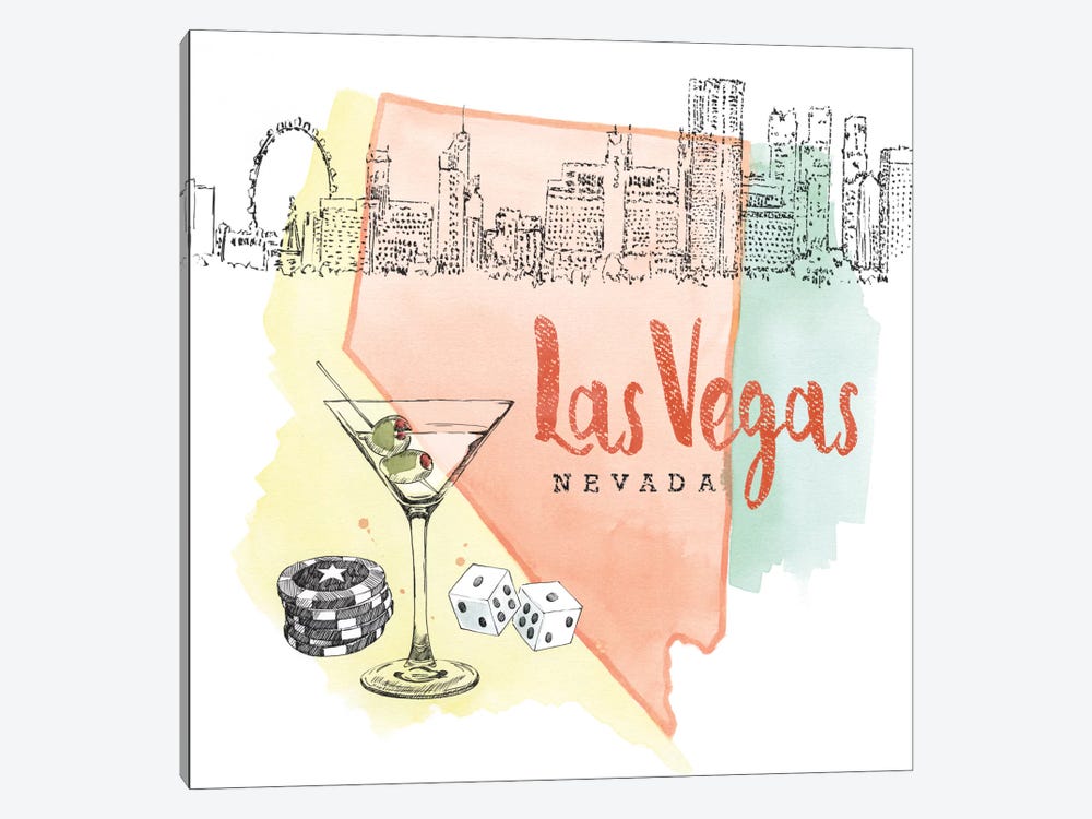 Las Vegas, Nevada (Martini, Dice & Chips) by Beth Grove 1-piece Art Print
