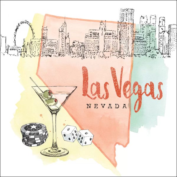 Gambling: Las Vegas, Nevada (Martini, Dice & Chips) by Beth Grove