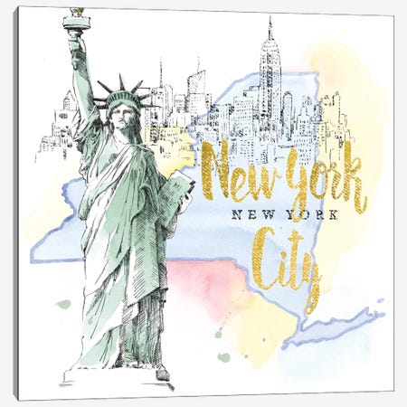 New York City, New York (Statue Of Liberty) Canvas Print #WAC5106} by Beth Grove Canvas Wall Art