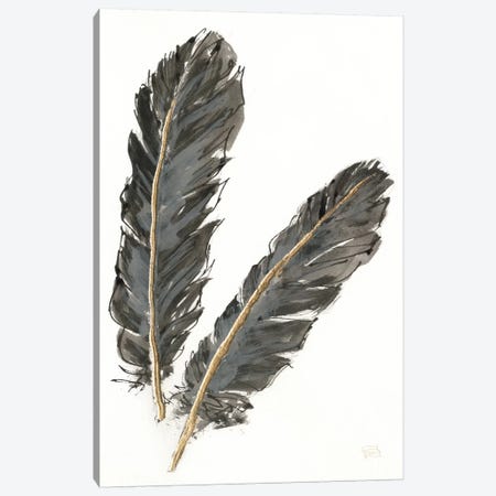 Gold Feathers IV On White Canvas Print #WAC5127} by Chris Paschke Canvas Wall Art