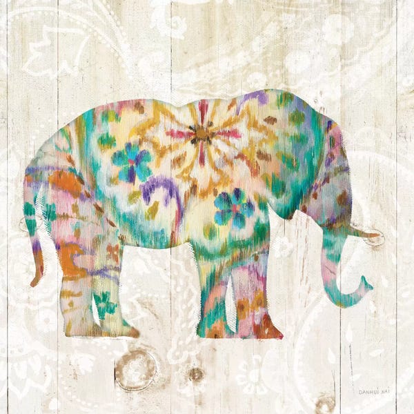Danhui Nai: Boho Paisley Elephant I by Danhui Nai