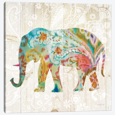 Boho Paisley Elephant II Canvas Print #WAC5138} by Danhui Nai Canvas Artwork