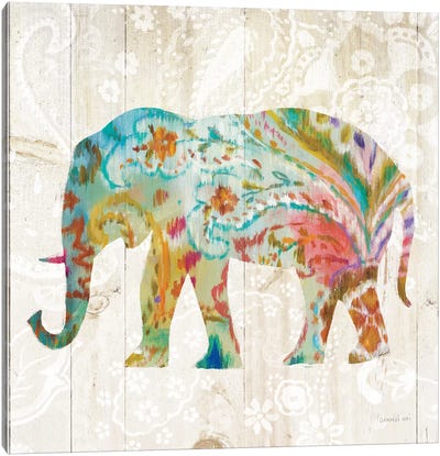 Boho Paisley Elephant II Canvas Art Print - Kids Animal Art
