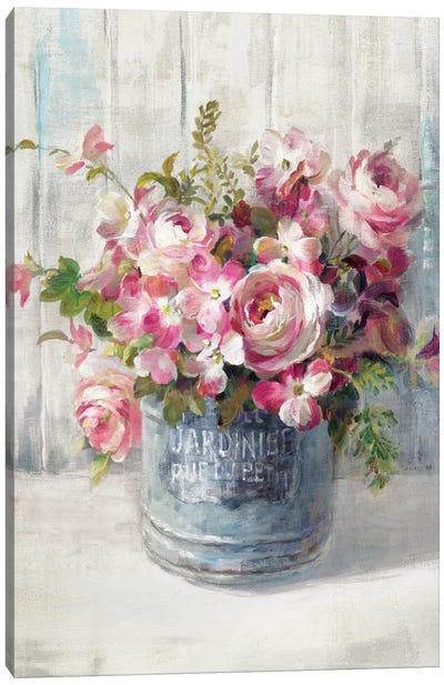 Garden Blooms I Canvas Art Print - Pottery Still Life