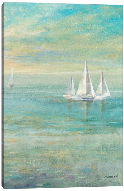 Sunrise Sailboats II Canvas Art Print - Coastal Living Room Art