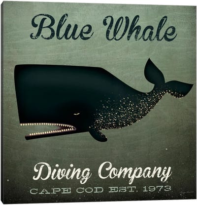 Blue Whale Diving Co. Canvas Art Print - Kids Nautical Art