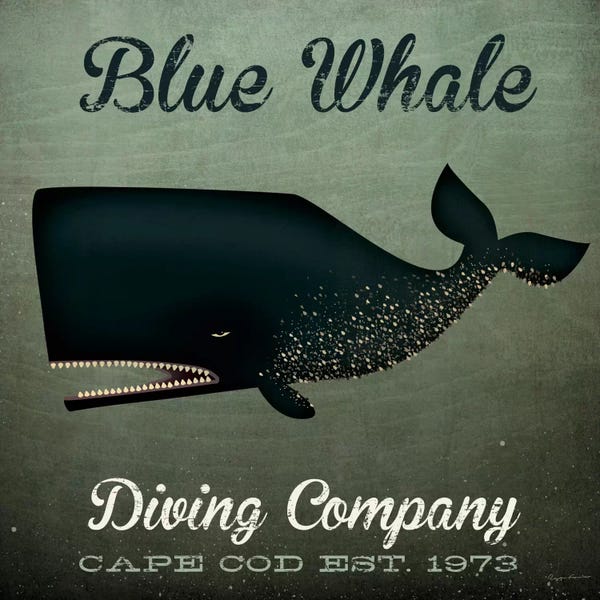 Kids Ocean Life Art: Blue Whale Diving Co. by Ryan Fowler