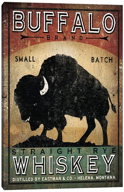 Buffalo Brand Small Batch Straight Rye Whiskey Canvas Art Print - Man Cave Decor
