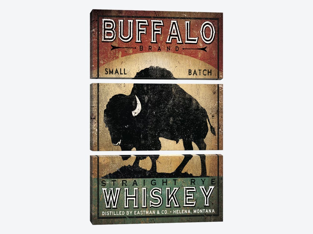 Buffalo Brand Small Batch Straight Rye Whiskey 3-piece Canvas Wall Art
