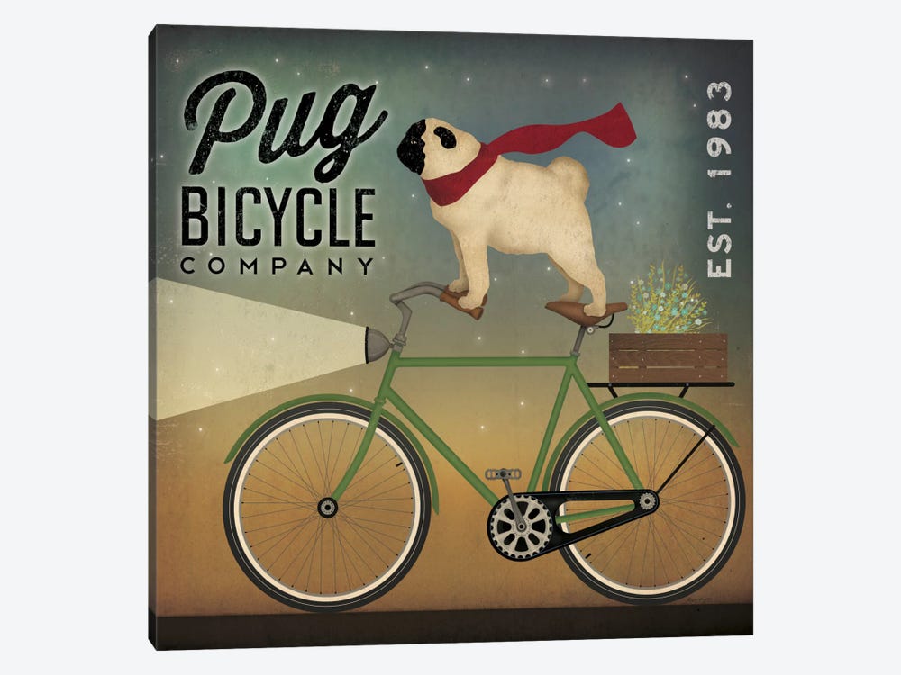 Pug Bicycle Co. by Ryan Fowler 1-piece Canvas Wall Art