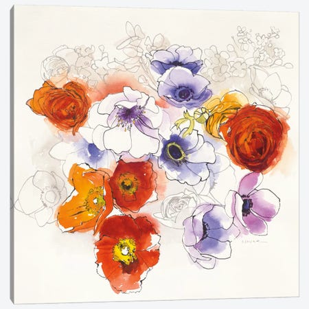 Spring Fleurs Canvas Print #WAC5231} by Shirley Novak Canvas Art Print