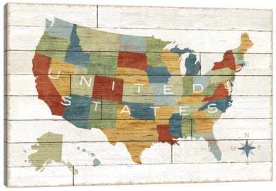 Barnboard Map Canvas Art Print - USA Maps