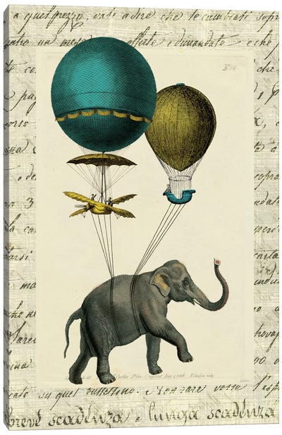 Elephant Ride I Canvas Art Print - Hot Air Balloon Art