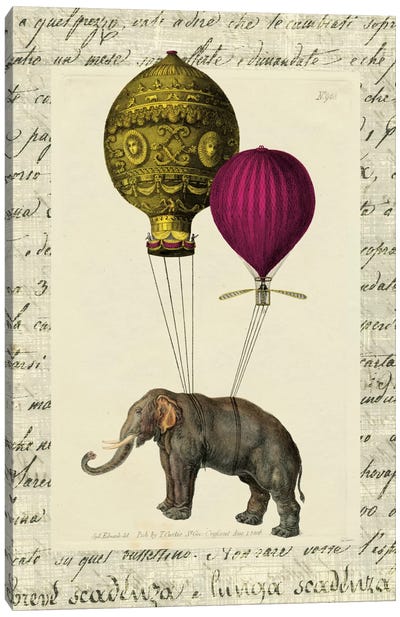 Elephant Ride II Canvas Art Print - Hot Air Balloon Art