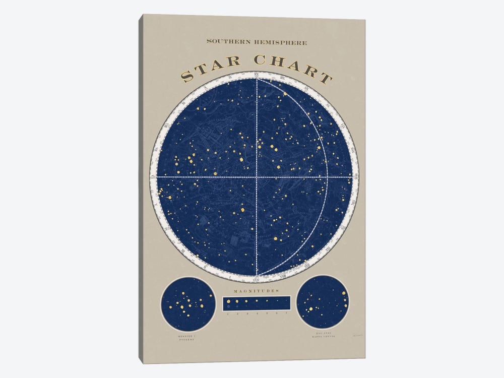 Southern Hemisphere Star Chart by Sue Schlabach 1-piece Canvas Artwork