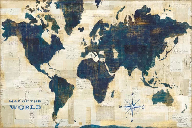 World Map Collage by Sue Schlabach wall art