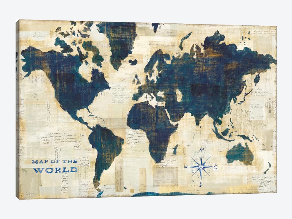 World Map Collage by Sue Schlabach 1-piece Canvas Print