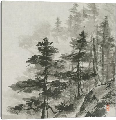 Sumi Treetops Canvas Art Print - Pine Tree Art