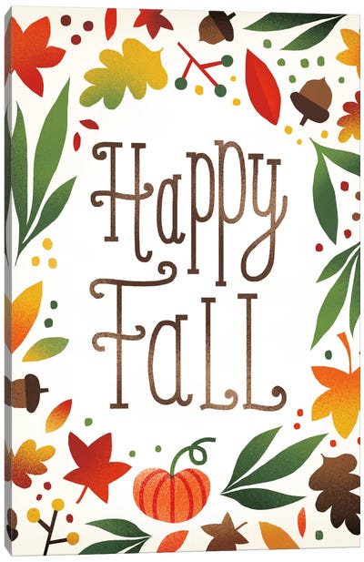 Happy Fall Canvas Art Print - Thanksgiving Art